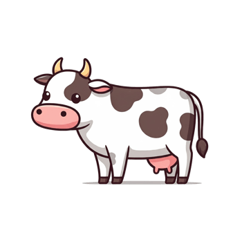Adorable Cow Cartoon Character on Transparent Background png