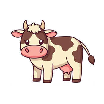 Isolated Charming Cow Character on Transparent Background png
