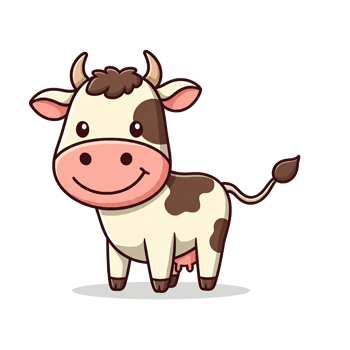 Cheerful Smiling Isolated Cow Cartoon Character png
