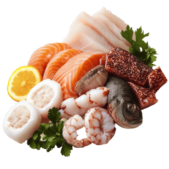 Fresh seafood selection for gourmet cooking png