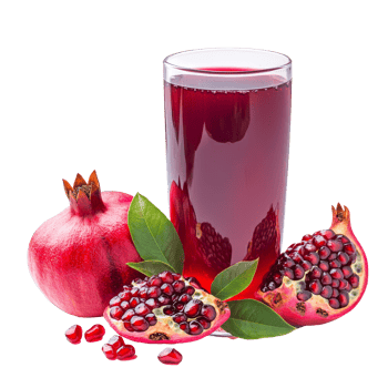 Refreshing pomegranate juice and fruit arrangement png