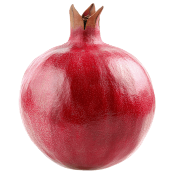 Glossy red pomegranate with a crown png
