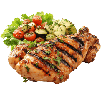Grilled chicken with fresh salad and vegetables png