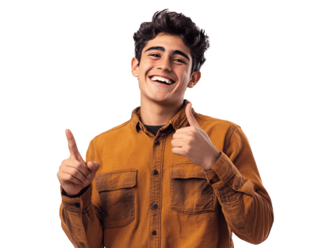 Young man smiling and giving thumbs up gesture png