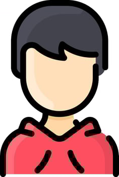 A man in a red shirt with black hair vector