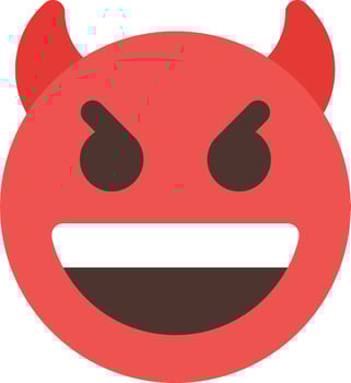 Devil emoji with horns and teeth vector