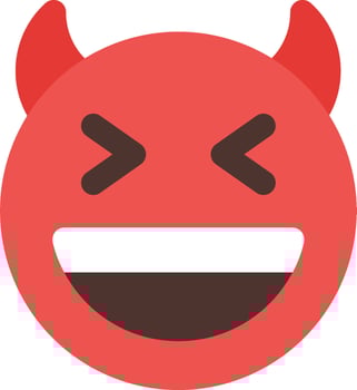 A red devil emotictor with a smile vector
