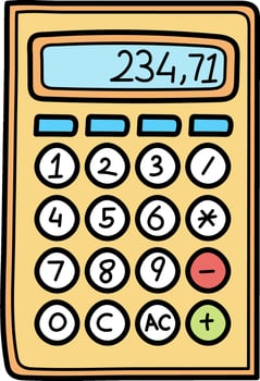 A cartoon calculator with the number 24, 11, and 11 vector
