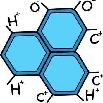 A blue hexagon with four hydrogen atoms vector