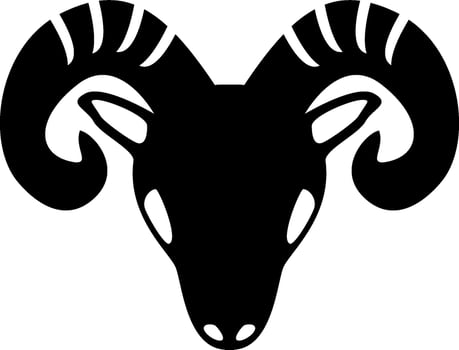 A black and white ram head silhouette on a white background vector