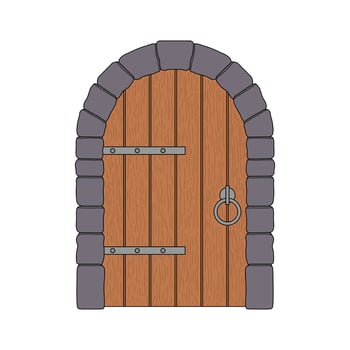 Hand drawn kids drawing medieval door cartokids drawing medieval door cartoon isolatedon isolated vector