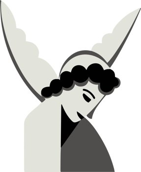 Ancient Greece Minimalist Angel Profile with Halo and Wing Graphic png