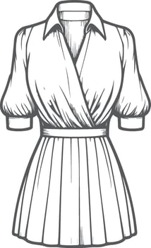 Fitted Shirt Dress Line Art vector