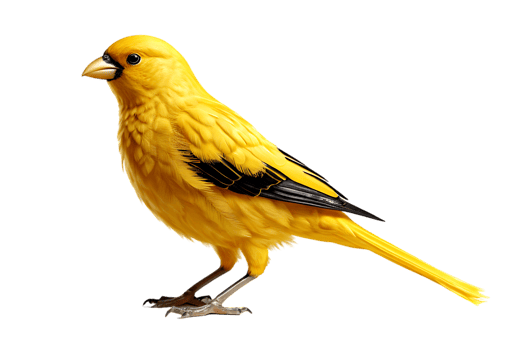 A yellow bird with black and white feathers png