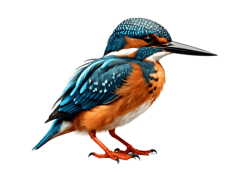 A kingfisher bird is standing on its feet png