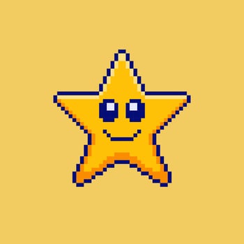 Pixel art Cute Smiling Star game asset design vector
