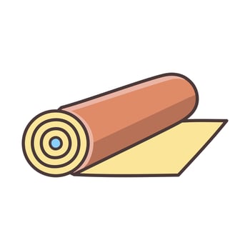 Rolled yoga mat isolated on white background. Flat illustration. vector