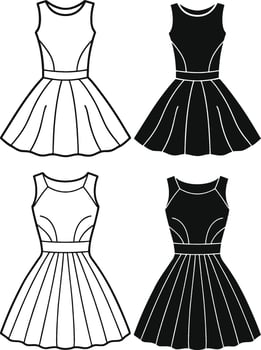 Formal Skater Dress Line Art Design vector