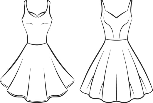 Playful Skater Dress Line Art vector