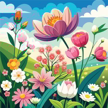 Watercolor Spring Floral Element vector