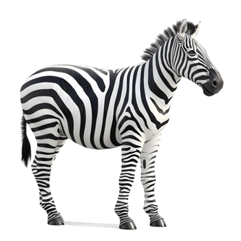 Zebra Facing Left with Distinctive Stripes Isolated on Transparent Background png