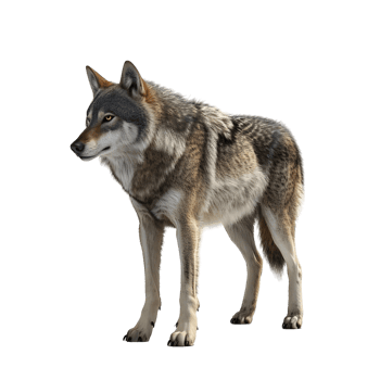Wild Wolf Alert in Standing Position Isolated on Transparent Background png