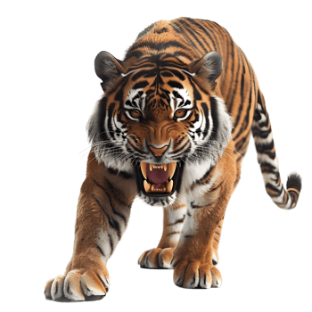 Fierce Tiger Isolated on Transparent Background png