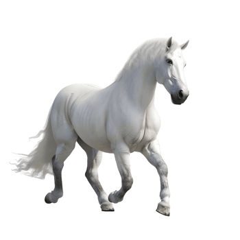 White horse walking gracefully isolated on transparent background png