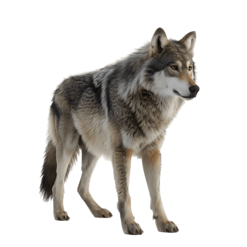 Wild wolf howling with mouth open isolated on transparent background png