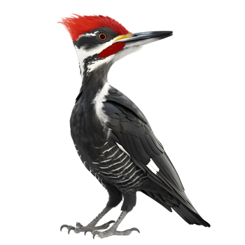 Pileated woodpecker standing upright isolated on transparent background png