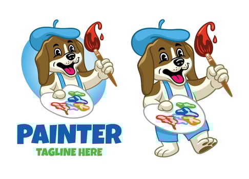 Happy Beagle Painter Artist Mascot Logo vector
