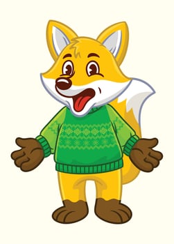 Happy Fox Cartoon Mascot Wearing Ugly Sweater vector