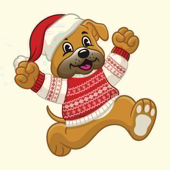 Joyful Bulldog Mascot Wearing Christmas Sweater vector