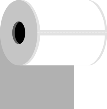 Flat illustration of white thermal sticker roll with perforations for sample design. png