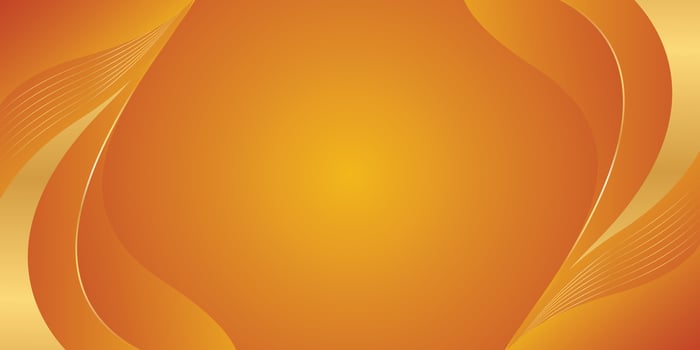 Orange gradient luxury background design with gold lines. Abstract wave background vector