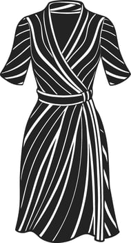 High-Waisted Wrap Dress Line Art vector