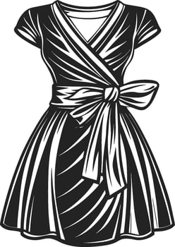 Formal Black Tie Wrap Dress Line Art vector