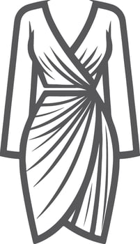 Wide Flared Wrap Dress Line Art Design vector