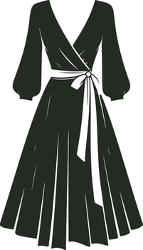 Ruffled Sleeve Wrap Dress Outline vector