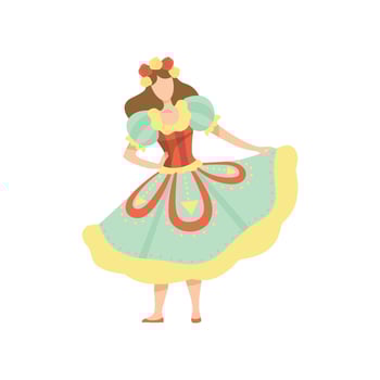 Happy Girl in Colorful Dress at Traditional Brazil June Festival, Festa Junina Illustration vector