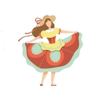Happy Girl in Colorful Dress and Strae Hat at Traditional Brazil June Festival, Festa Junina Illustration vector