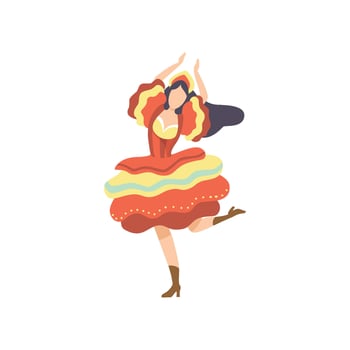 Happy Girl in Colorful Dress Dancing at Folklore Party, Traditional Brazil June Festival, Festa Junina Illustration vector