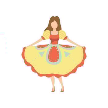 Girl in Traditional Colorful Dress at Brazil June Festival, Festa Junina Illustration vector