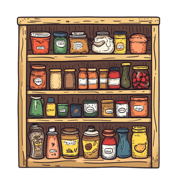Hand drawn pantry cartoon vector illustration on a transparent background png