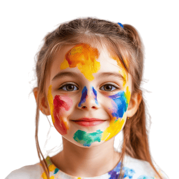 Happy Girl with Colorful Face Paint png