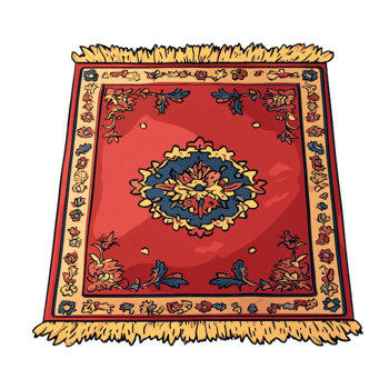 Hand drawn cartoon illustration of a carpet png