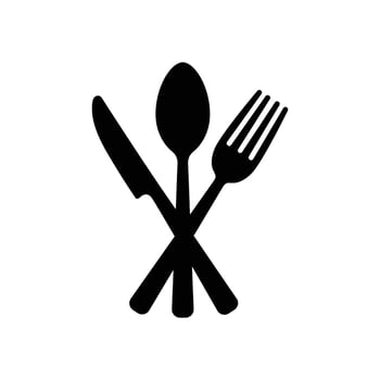 Spoon, fork, and knife sign. Spoon knife fork cutlery menu food restaurant tool instrument icon. vector