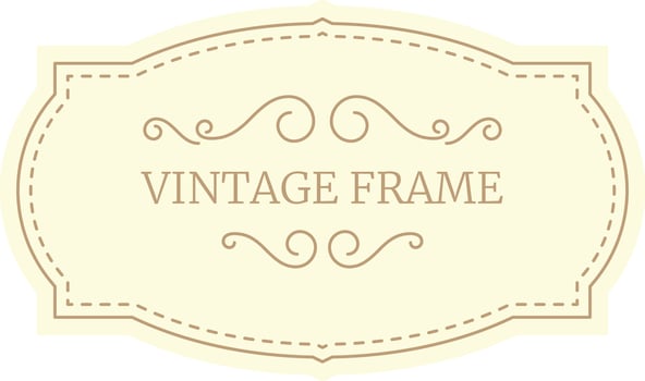 Elegant vintage frame with swirls adding a touch of classic charm to a light yellow background, perfect for labels, invitations, or scrapbooking projects vector