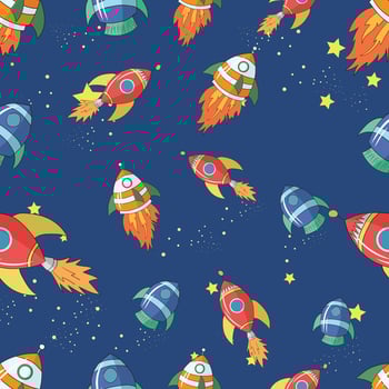 Seamless pattern cartoon rocket doodle cartoon hand drawn illustraion vector