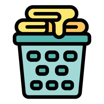Laundry basket overflowing with soiled clothes ready for washing vector